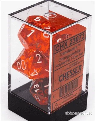 Chessex Translucent Polyhedral 7-Die Set - Orange/White