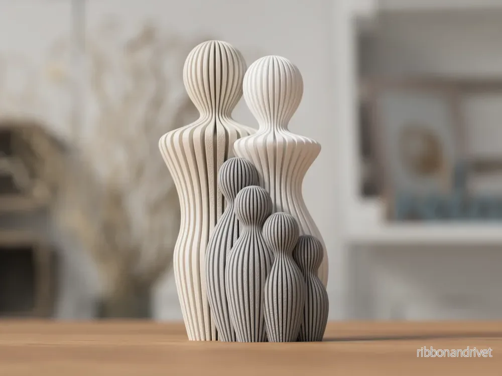 Familjeskulptur med 4 barn Familjeskulptur med 4 barn