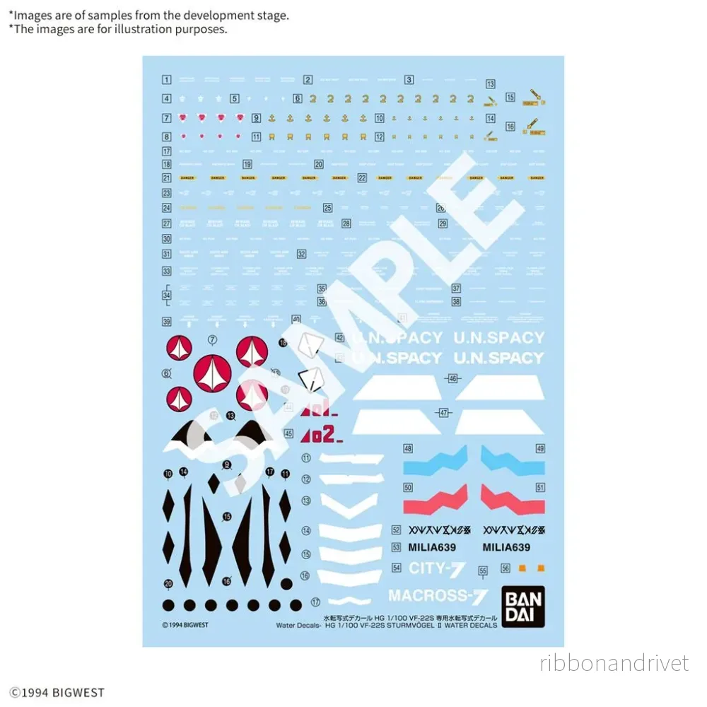 HG 1/100 VF-22S Sturmvogel II Vatten Decals HG 1/100 VF-22S Sturmvogel II Vatten Decals