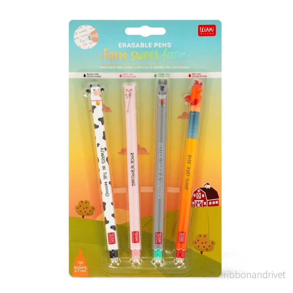 Legami raderbara gelpennor 4-pack – Farm Sweet Farm