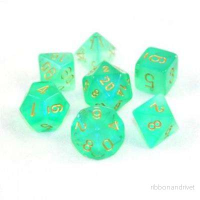 Chessex Borealis Polyhedral Light Green/gold Luminary 7-Die Set