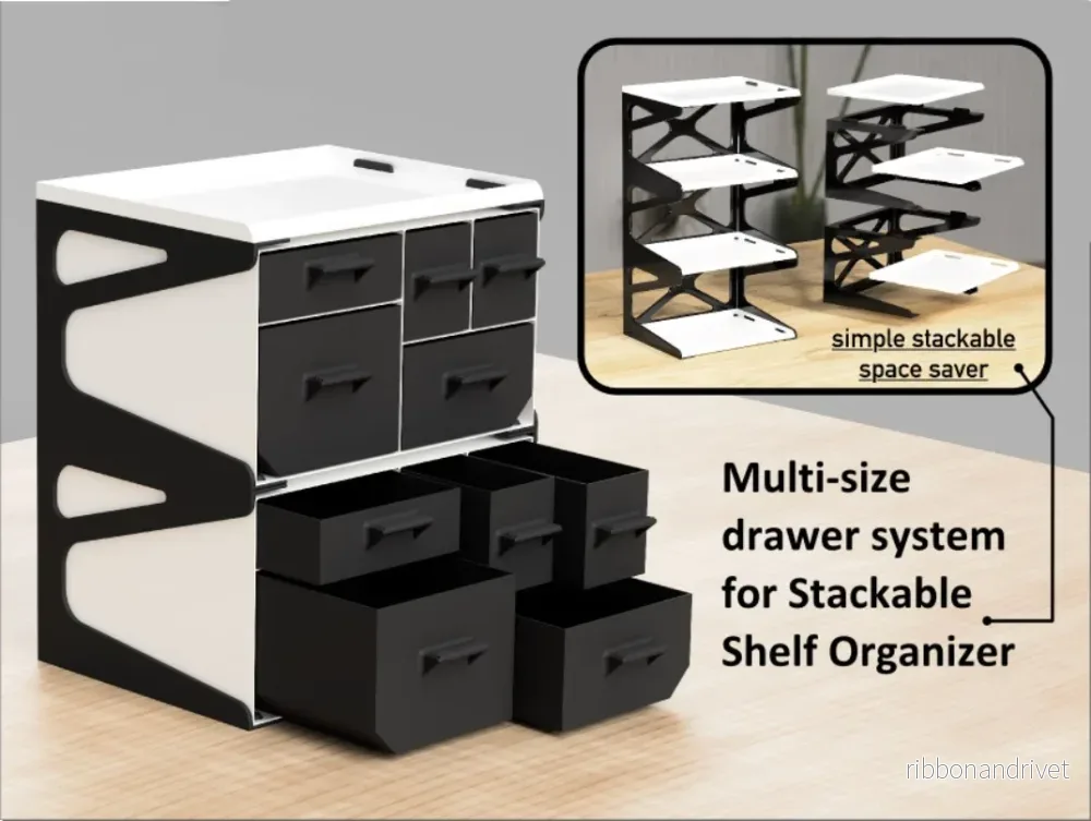Staple Drawer System - Stapelbar hyllplanering