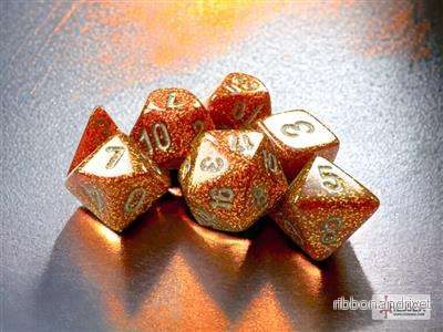 Chessex Glitter Mini-Polyhedral Tärningsset i Guld/Silver Chessex Glitter Mini-Polyhedral Tärningsset i Guld/Silver