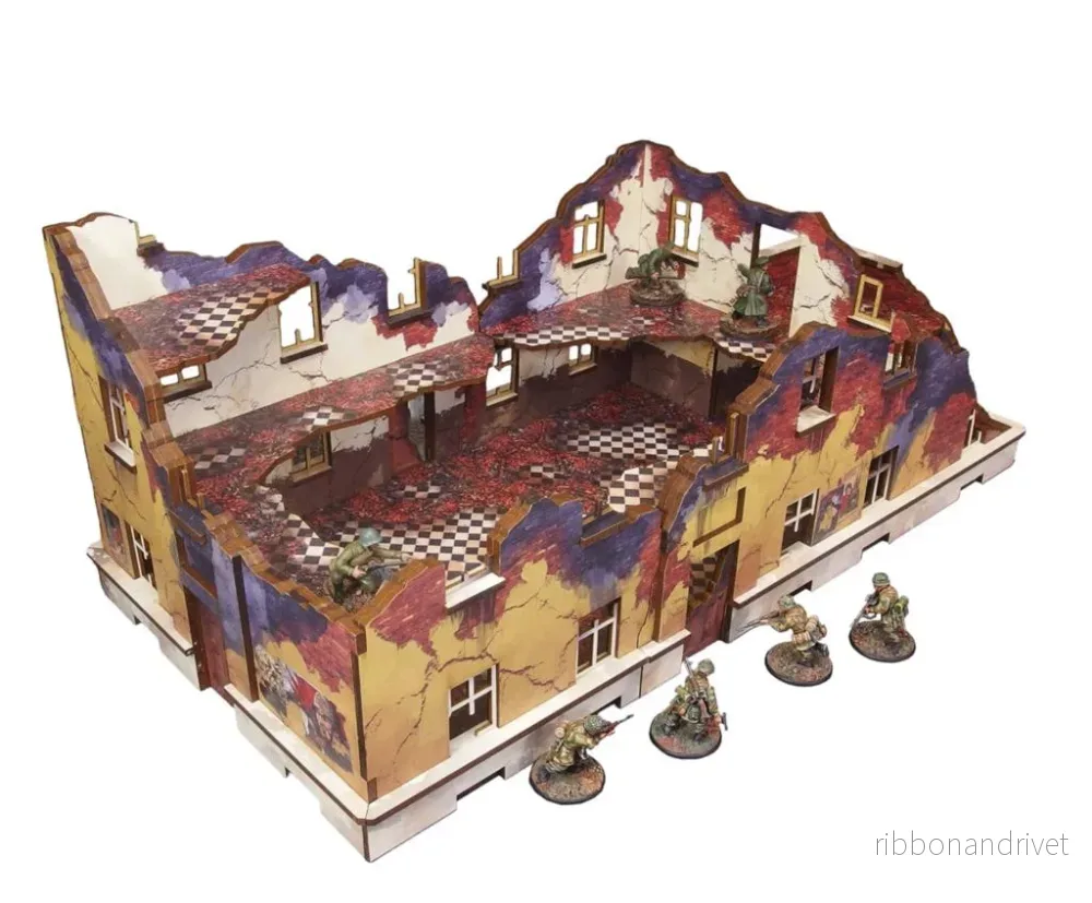 WW2 Ostfront Stalingrad Skola Vänster (med balkong) (1) FÖRMALAD [28mm/1:56]
