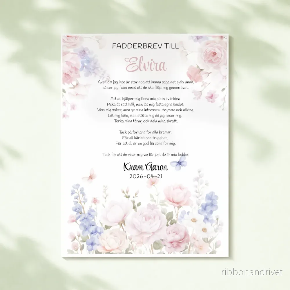 Fadderbrev | Pastellblommor Fadderbrev | Pastellblommor