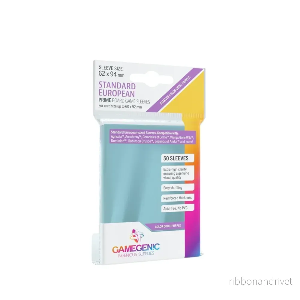 Gamegenic PRIME Standard European-Sized Sleeves 62 x 94 mm – Clear (50 Sleeves) Gamegenic PRIME Standard European-Sized Sleeves 62 x 94 mm – Clear (50 Sleeves)