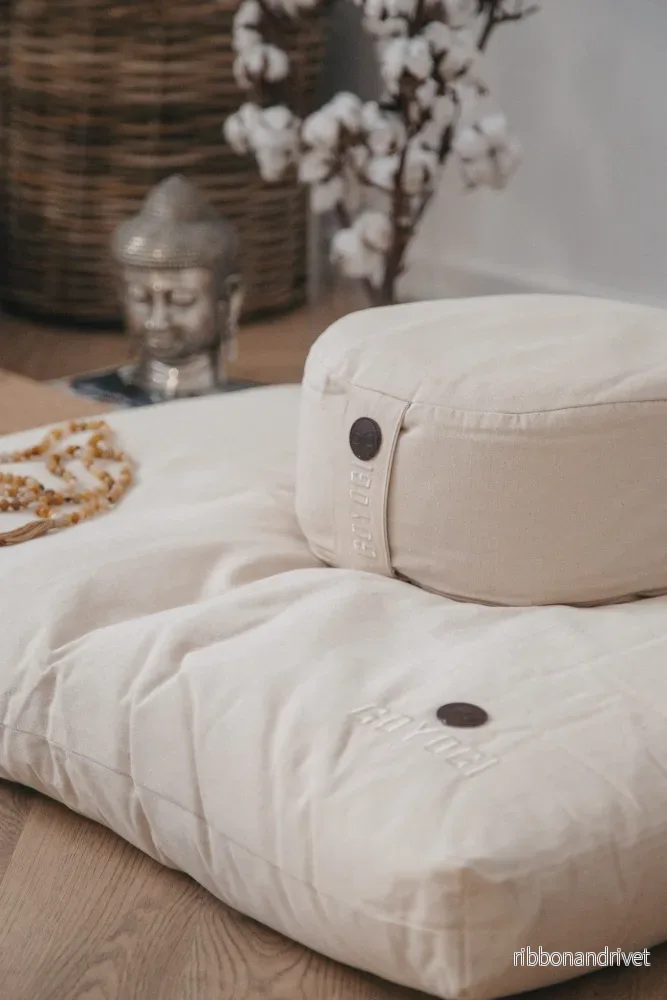 Calm Organic Cotton Round Meditation Cushion - Natural - Bild 2
