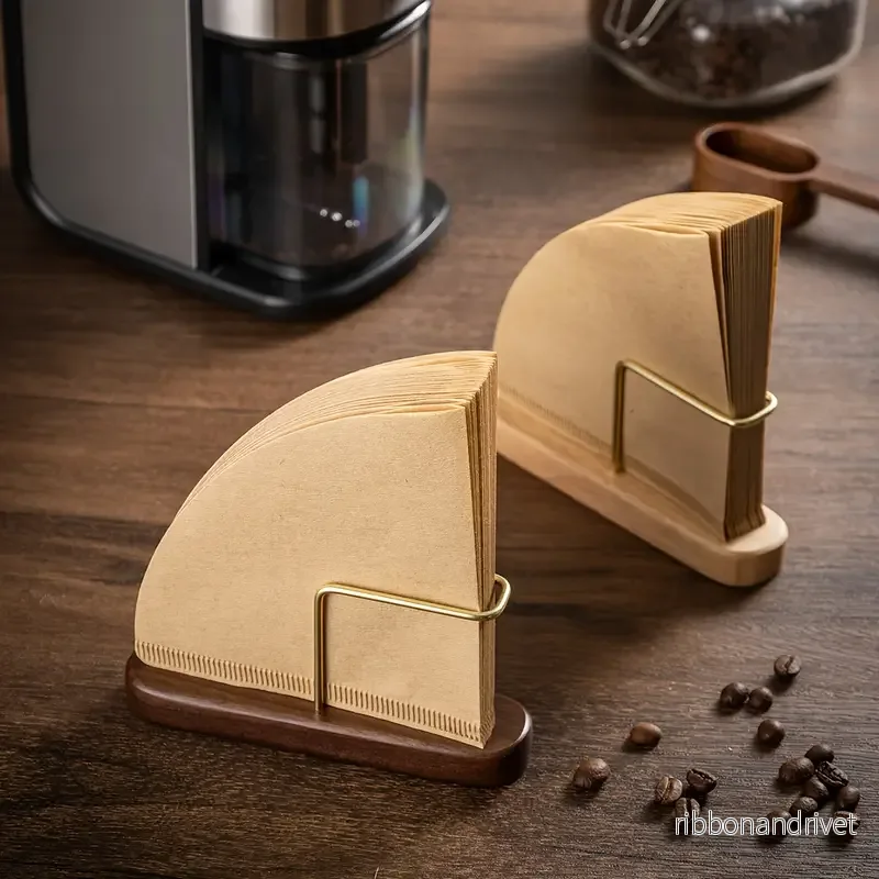 Minimalistisk Kaffefilterhållare med Gyllene Detaljer - Bild 3