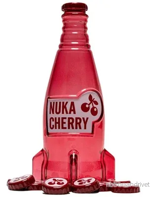 Fallout ”Nuka Cola Cherry” Glasflaska och Kapsyler Fallout ”Nuka Cola Cherry” Glasflaska och Kapsyler