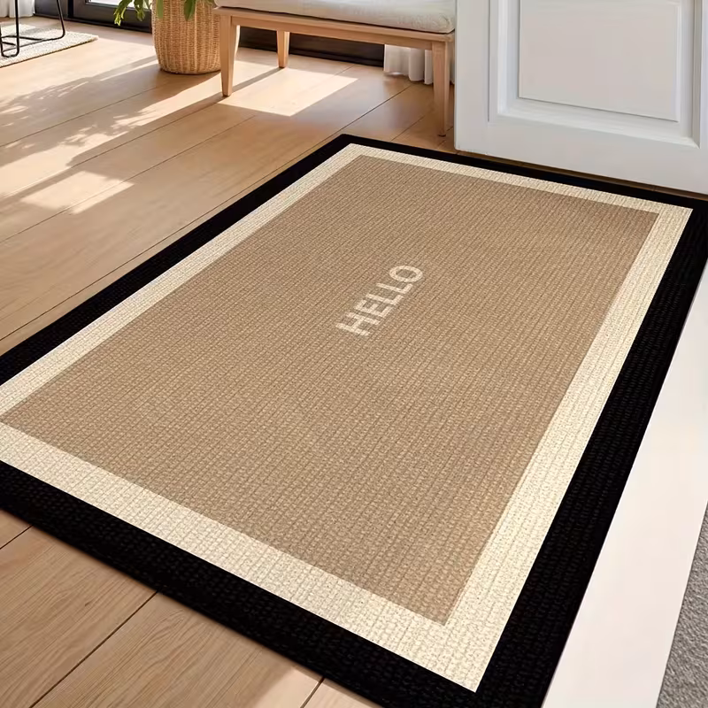 Dörrmatta beige och svart med hello text 40x60cm - Bild 3