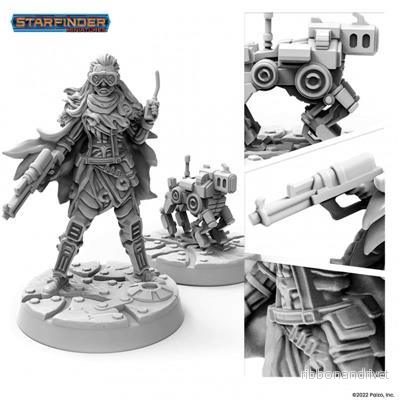 Starfinder Miniatyrer: Android Mekaniker (med Mekaniker Drone)