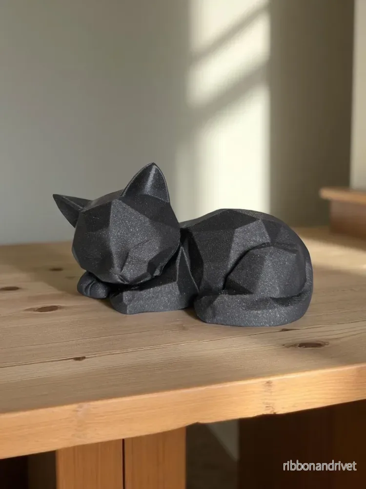 Söt sovande katt i low-poly design - Bild 3