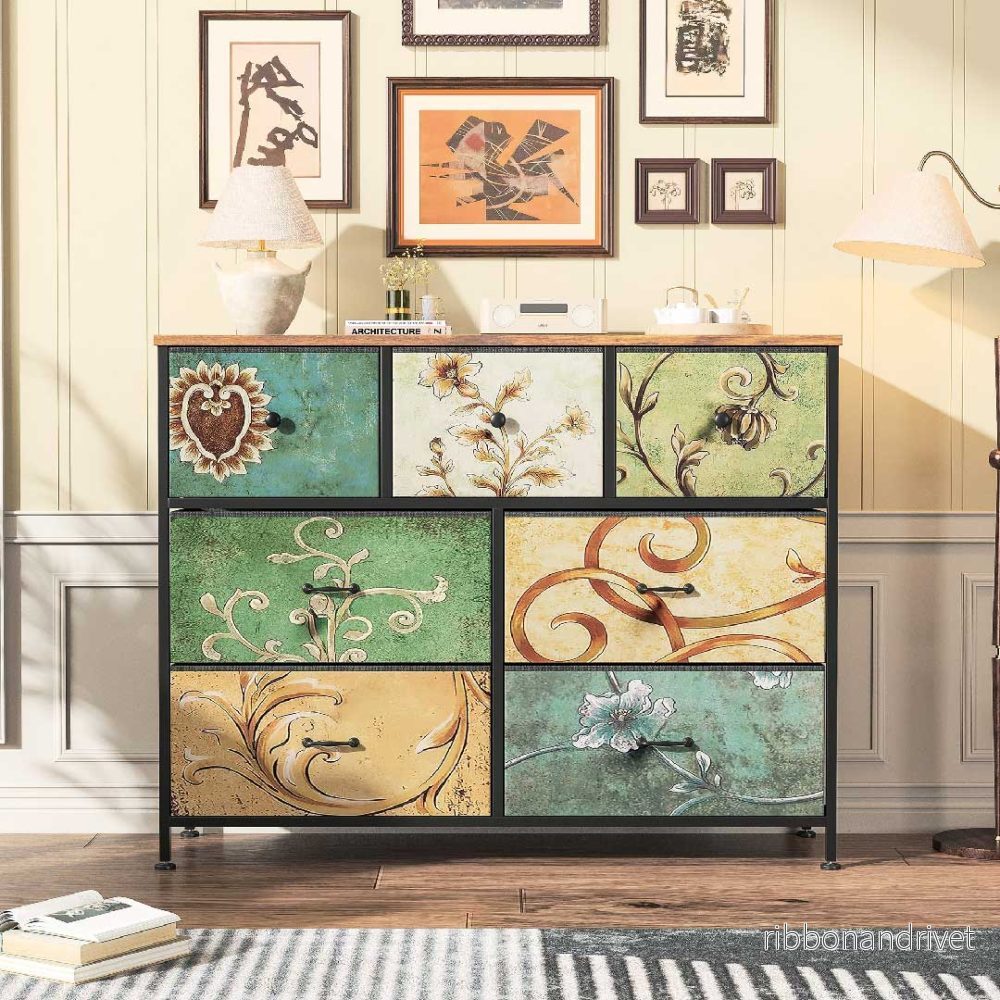 Yelenaro Luminarix Byrå med 7 lådor, Boho Vintage Skänk Yelenaro Luminarix Byrå med 7 lådor, Boho Vintage Skänk