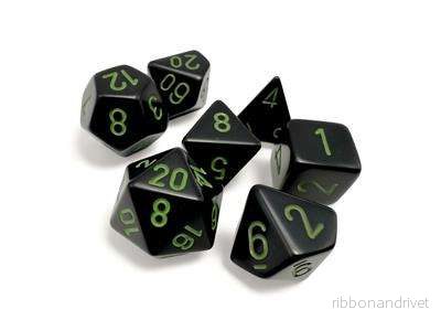 Opaque Svart/Grön Polyhedral 7-Tärningsset - Bild 2