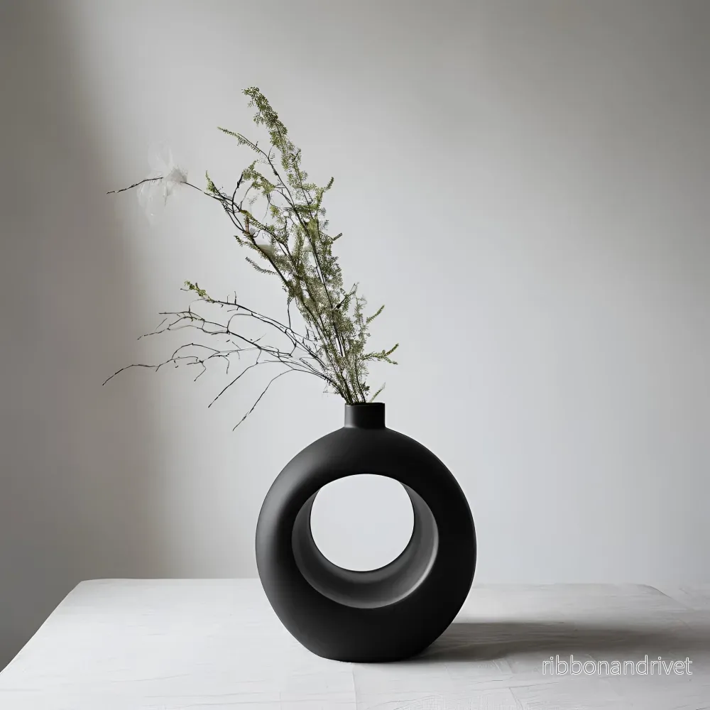 Modern nordisk vas med cirkulär ringdesign - Bild 2