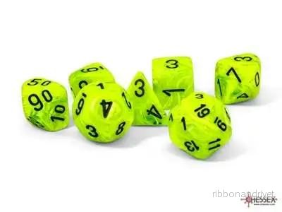 Chessex Vortex® Mega-hedral™ Bright Green/Black 7-Die Set Chessex Vortex® Mega-hedral™ Bright Green/Black 7-Die Set