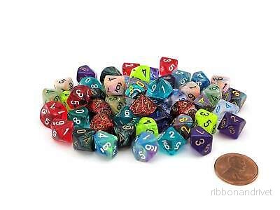 Chessex Bag med 50 Assorterande Mini-Polyhedral d10s Chessex Bag med 50 Assorterande Mini-Polyhedral d10s