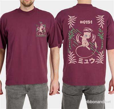 Pokémon - Bordeaux Mew Kortärmad T-shirt (Lös passform) M - Bild 2