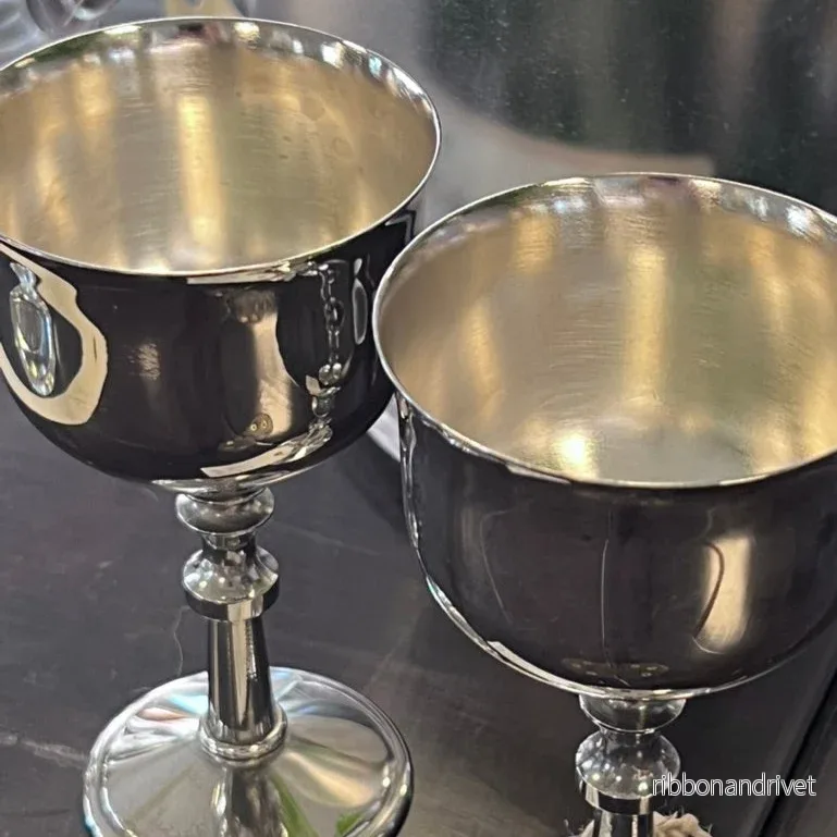 Silverpläterade vintagebägare i mässing - Bild 3