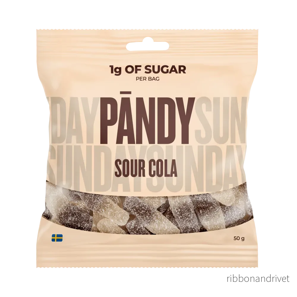 Pändy Sour Cola 50 g – Godis med 1 g socker Pändy Sour Cola 50 g – Godis med 1 g socker