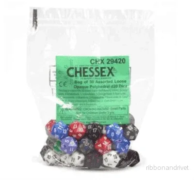 Chessex Opaque 50-pack Polyhedral d20 Tärningar