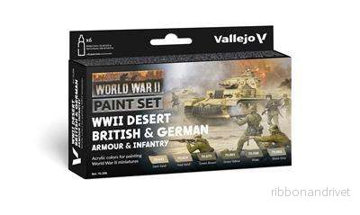 Vallejo - Model Color / Andra världskriget / Set med 6 färger – Ökenversion för brittisk och tysk pansar och infanteri, 18 ml - Bild 2