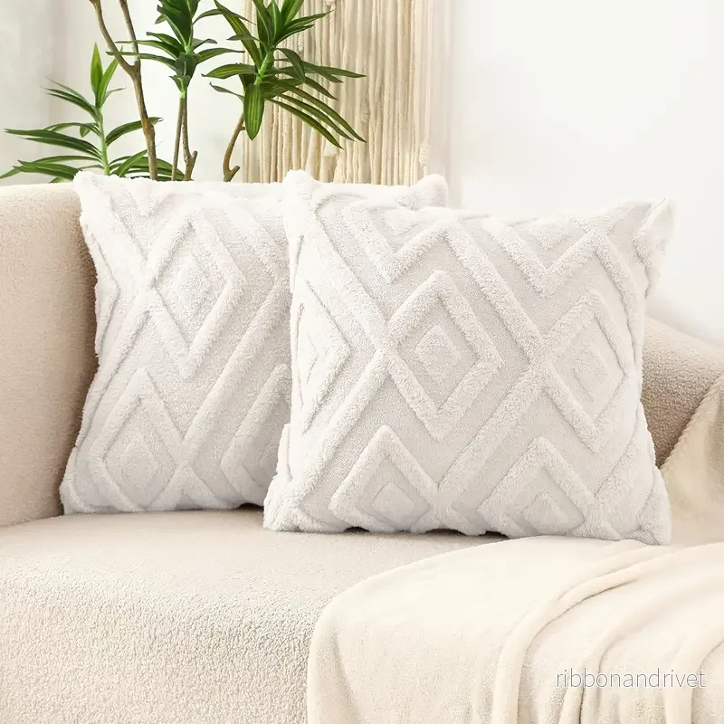 Kuddfodral i Plysch-polyester – 2-pack