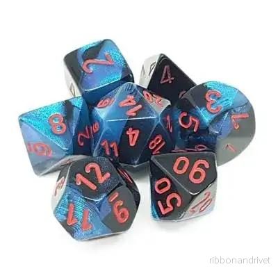 Chessex Gemini Polyhedral 7-Die Set – Black-Starlight med röd Chessex Gemini Polyhedral 7-Die Set – Black-Starlight med röd