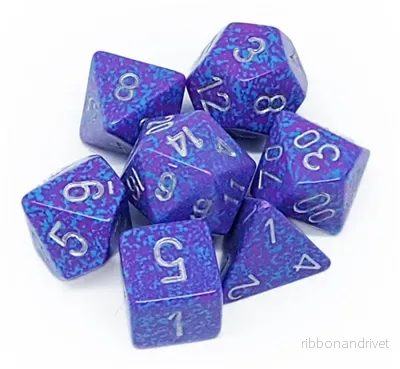 Chessex Speckled Polyhedral 7-Tärningsset - Silver Tetra
