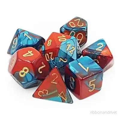 Chessex Gemini Polyhedral 7-Die Set - Red-Teal with Gold - Bild 3