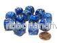 Chessex 16mm d6 med pips Tärningsblock (12 Tärningar) - Vortex Blue med guld - Bild 2