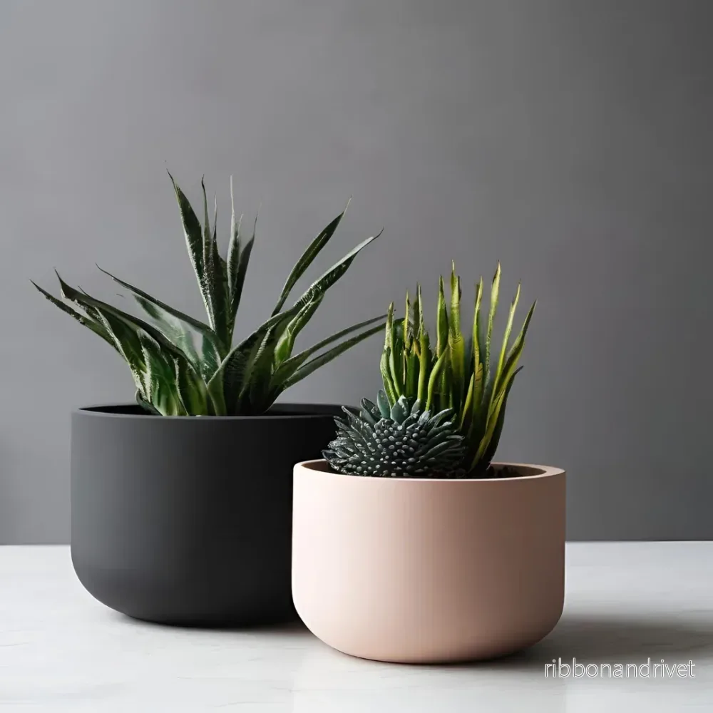 Minimalistisk rund blomkruka i modern design