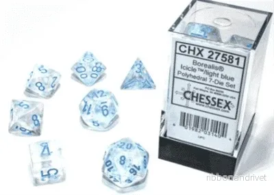 Chessex Borealis Polyhedral Icicle/Ljusblå Luminary 7-Tärningsset Chessex Borealis Polyhedral Icicle/Ljusblå Luminary 7-Tärningsset