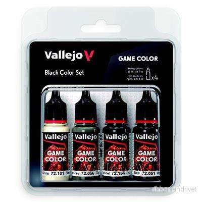 Vallejo – Game Color / 4 färger – Svart Färgset Vallejo – Game Color / 4 färger – Svart Färgset