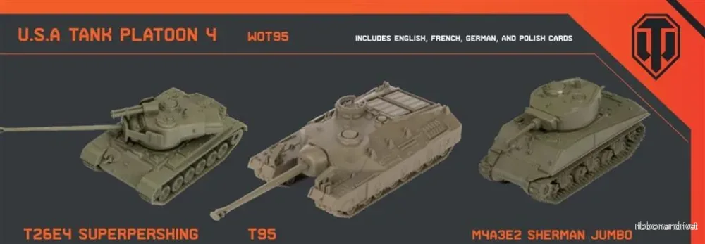 World of Tanks: Miniatures Game U.S.A. Tank Platoon (Super Pershing, T95, Sherman Jumbo) World of Tanks: Miniatures Game U.S.A. Tank Platoon (Super Pershing, T95, Sherman Jumbo)