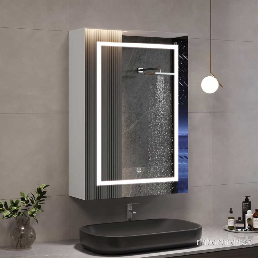 Yekenaro LED-spegelskåp 70×50 cm med touch och förvaring Yekenaro LED-spegelskåp 70×50 cm med touch och förvaring