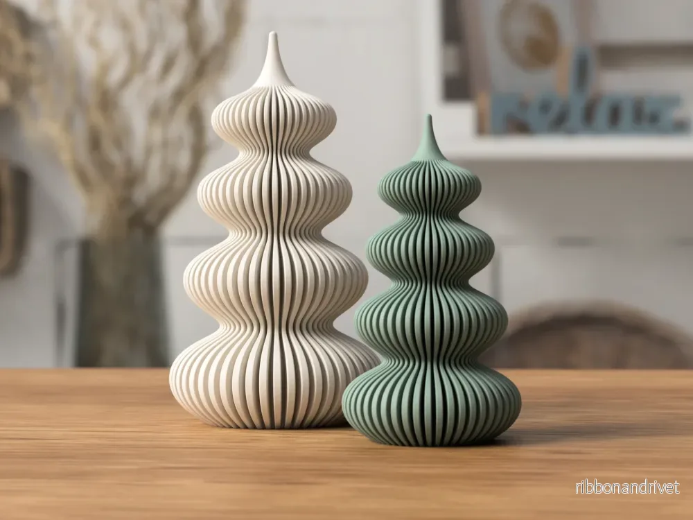 Modern julgran med vågform och ljusöppning Modern julgran med vågform och ljusöppning