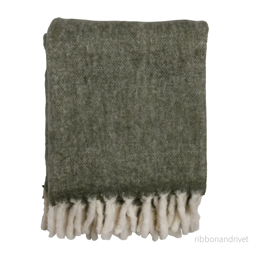 PLÄD Ull Grön 130×170