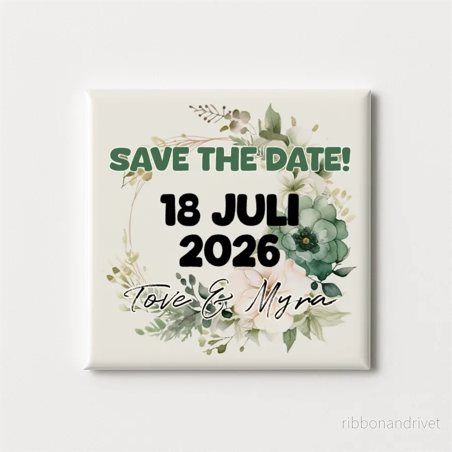Gröna blad | Save the date | Magnet