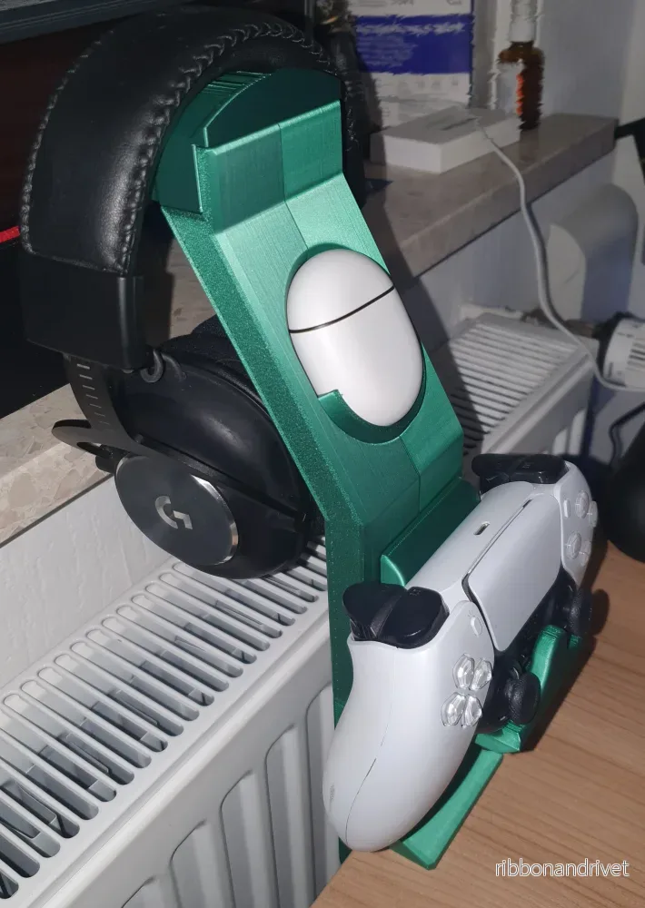 Bordmonterad headsethållare med PS5-kontrollstativ