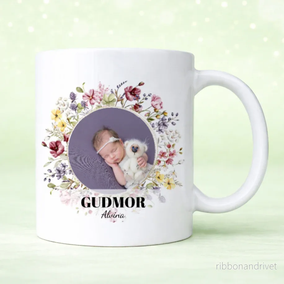 Fotocirkel Blommor | Gudföräldrar | Personlig mugg Fotocirkel Blommor | Gudföräldrar | Personlig mugg