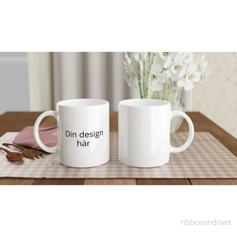 Vit keramisk mugg 325 ml med ditt eget tryck - Bild 2
