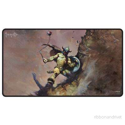 UP - Frank Frazetta - "Krigare med kula och kedja" Svart sydd spelmatta - Bild 2