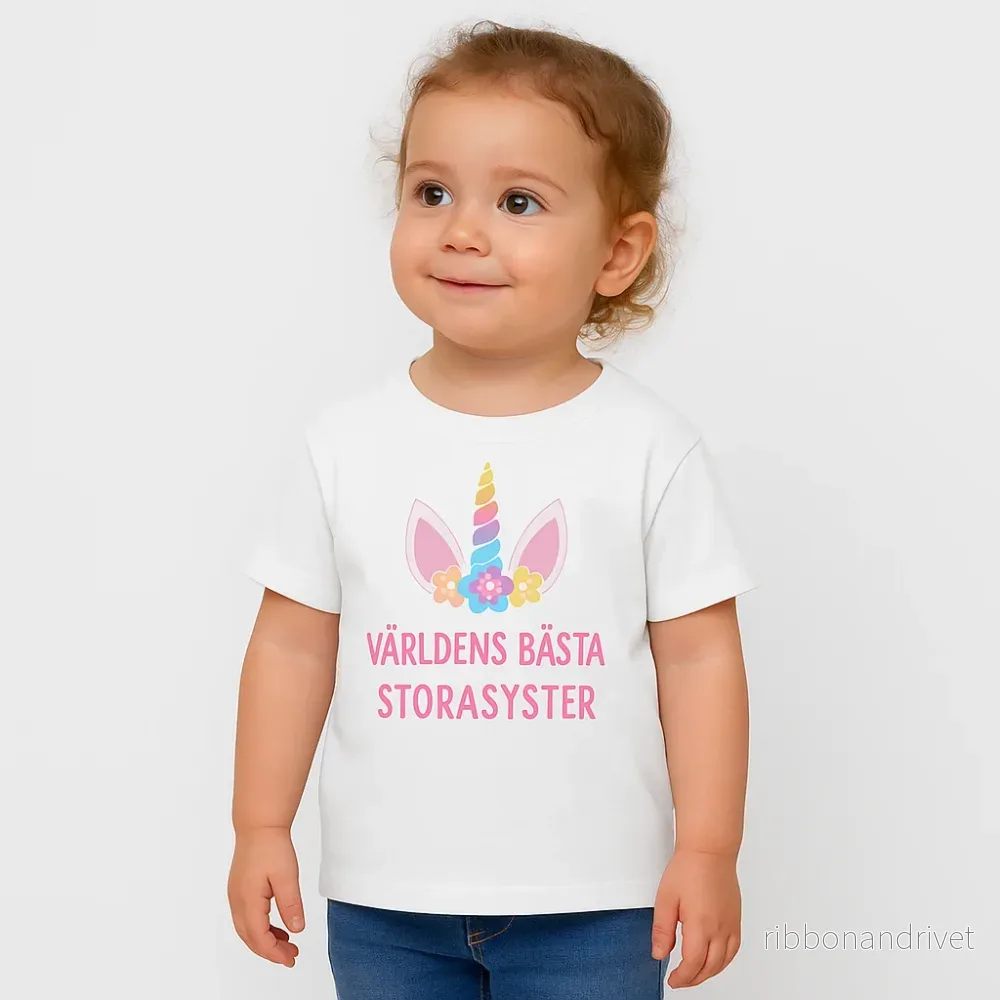 Världens Bästa Storasyster T-shirt – Unicorn Horn Världens Bästa Storasyster T-shirt – Unicorn Horn