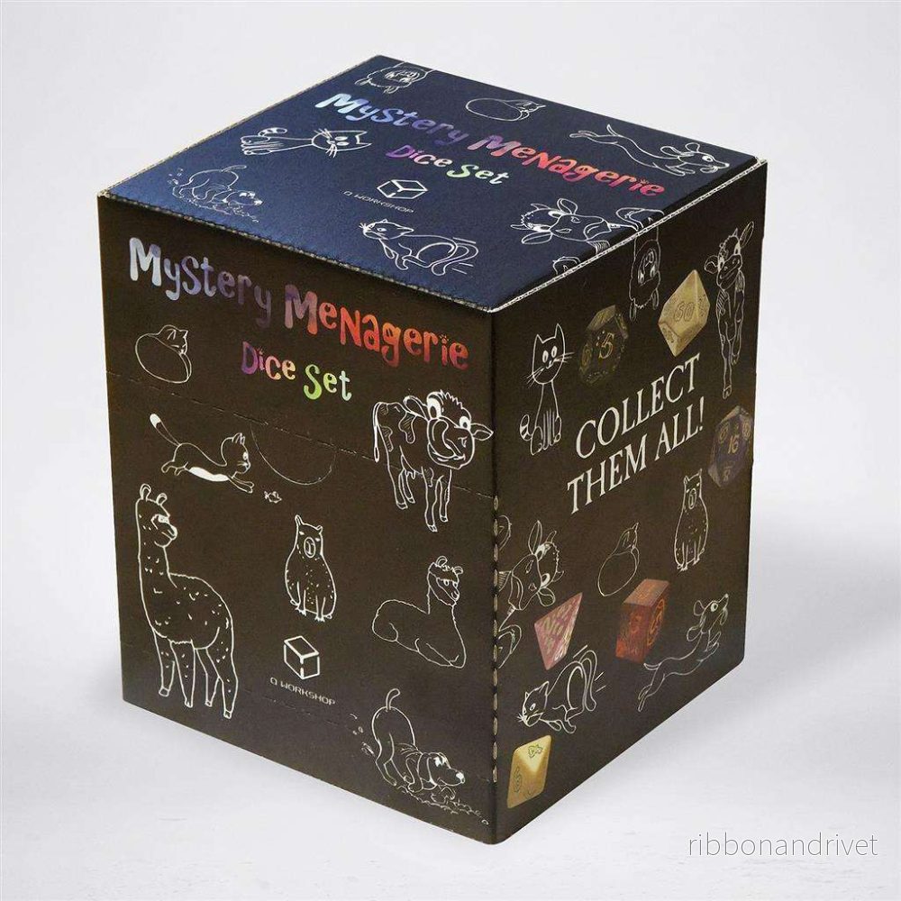 Box med 12 paket Mystery Menagerie-tärningsset Box med 12 paket Mystery Menagerie-tärningsset