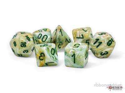 Chessex Marble Mega-hedral™ Grön/Mörkgrön 7-Tärningsset Chessex Marble Mega-hedral™ Grön/Mörkgrön 7-Tärningsset