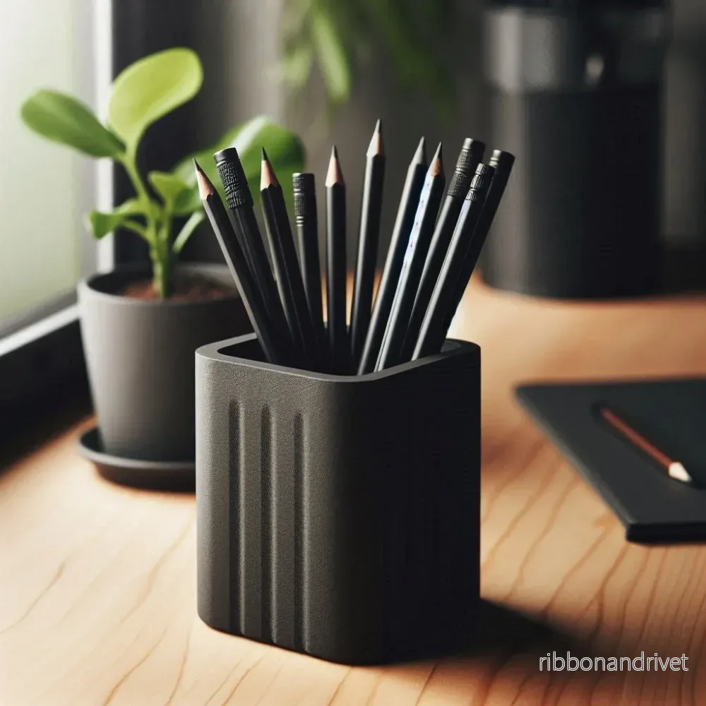 Modern kvadratisk pennhållare med räfflad design - Bild 2
