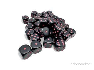 Opaque Black/Pink 12mm d6 Tärningar Block (36 Tärningar) - Bild 2