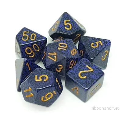 Chessex Speckled Polyhedral 7-Tärningsset - Golden Cobalt