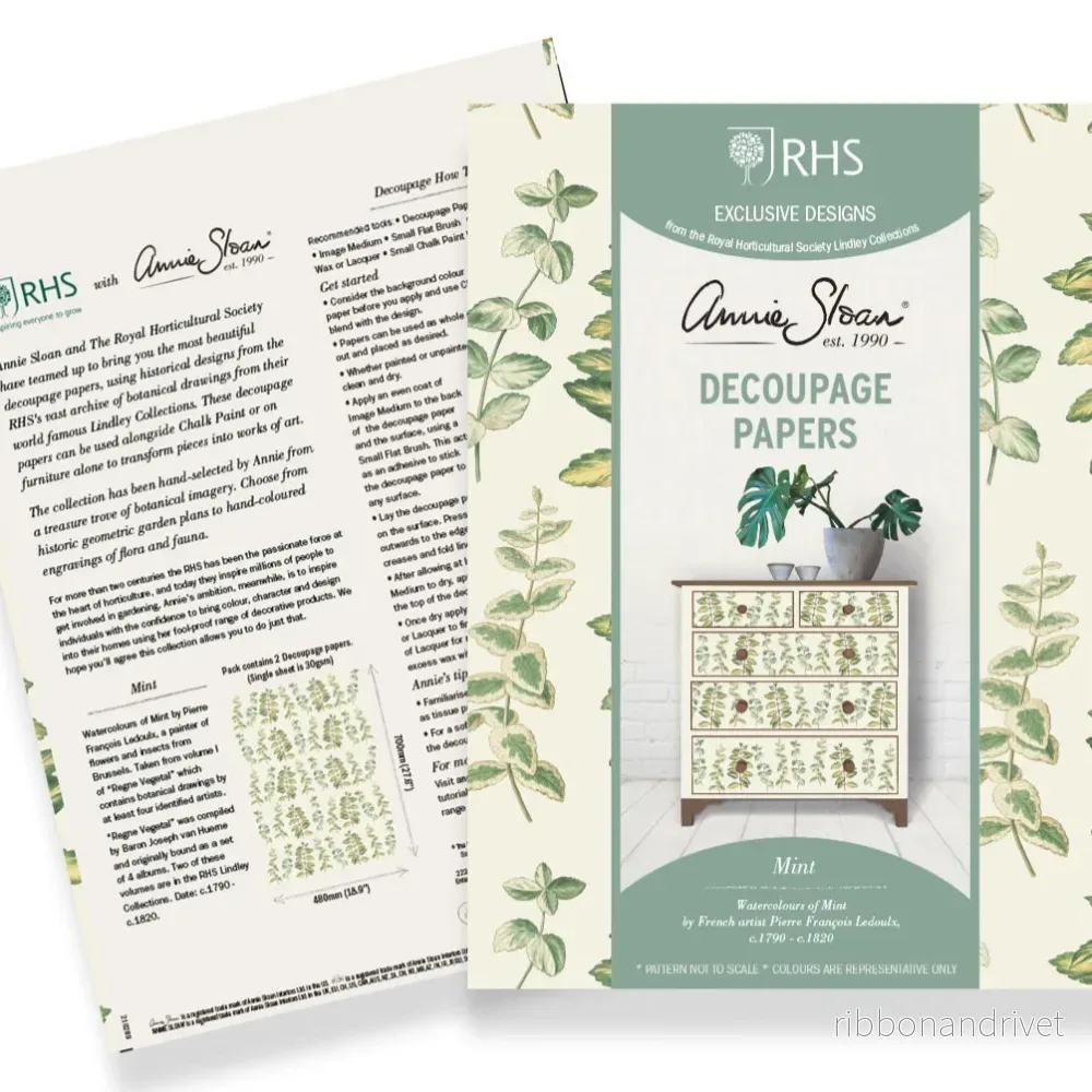 Myntablads mönster – RHS Decoupage Papper Mint Myntablads mönster – RHS Decoupage Papper Mint